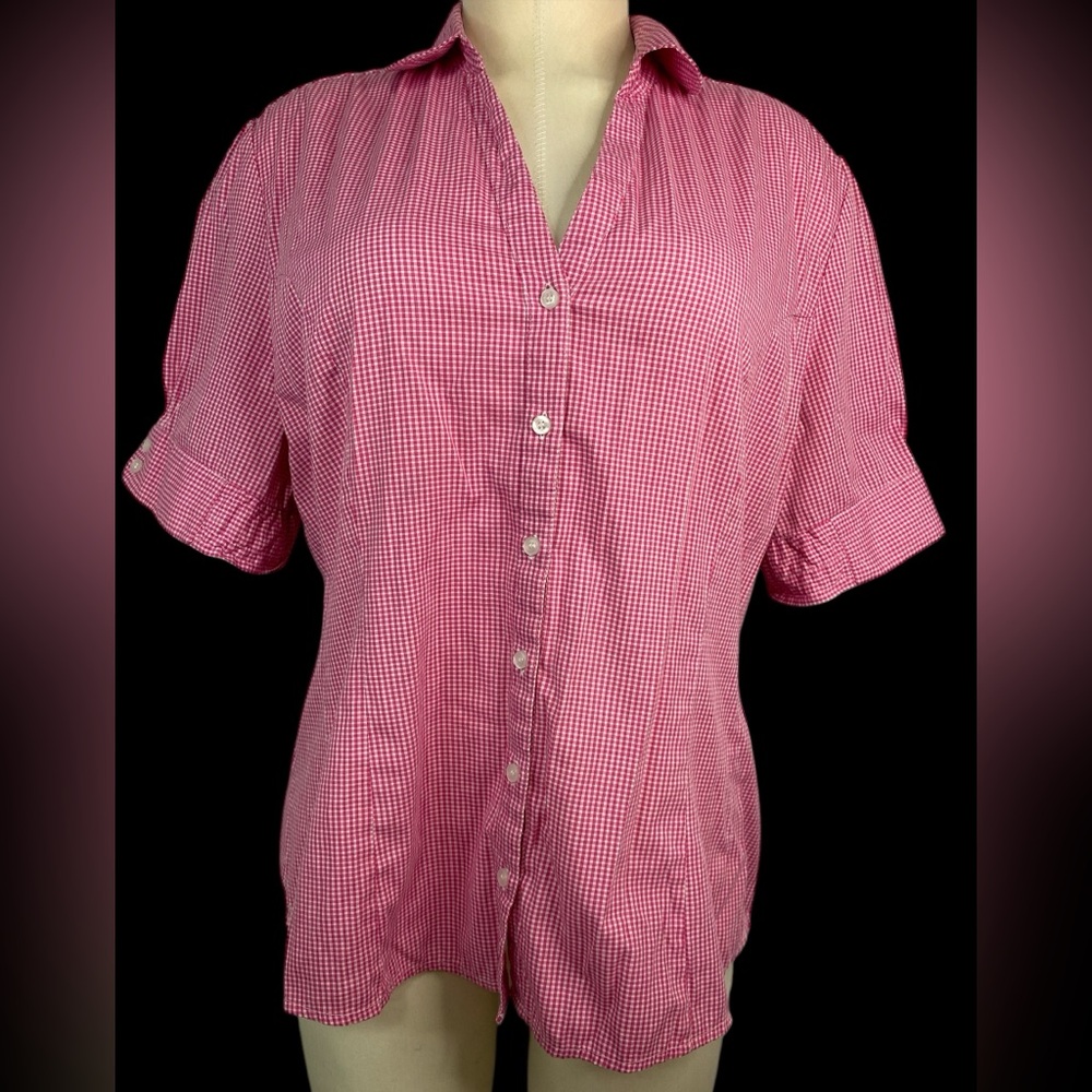 Riders by Lee Pink Checkered Women's Top Large
